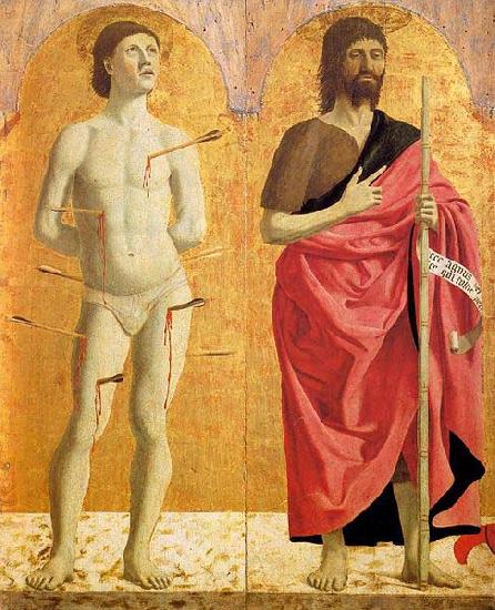 Piero della Francesca Polyptych of the Misericordia: Sts Sebastian and John the Baptist Norge oil painting art